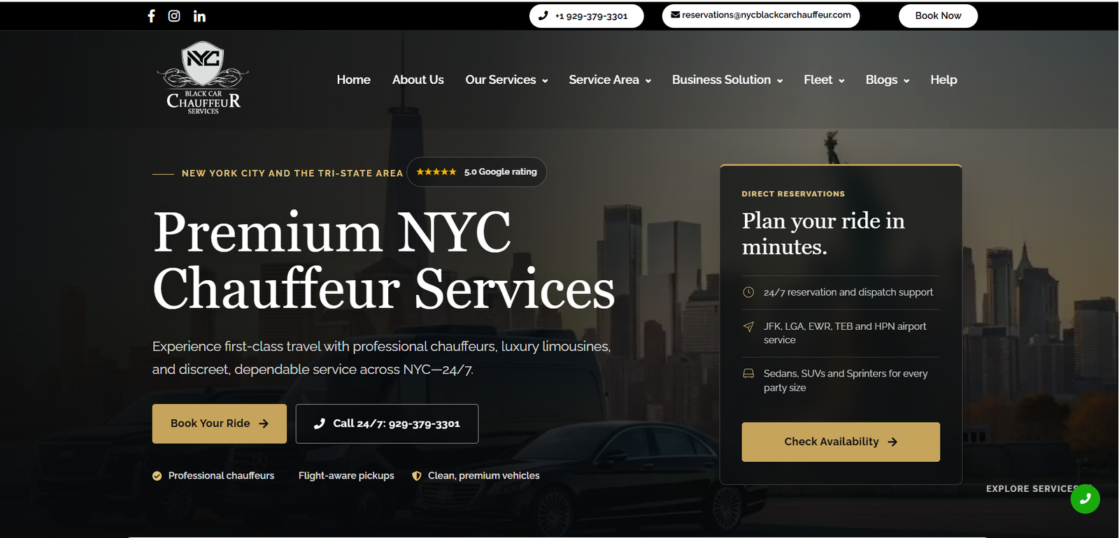 NYC Black Car Chauffeur website project